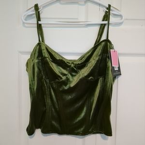 HOST PICK NWT Corset Top - Green Velvet - Prettylittlething - Size 16